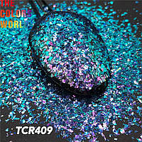 Пластівці для декору нігтів хамелеон TCR 409