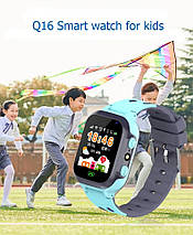 Дитячий розумний смарт-годинник з GPS Smart baby watch Q16 з камерою прослуховуванням сім-картою Синій, фото 5