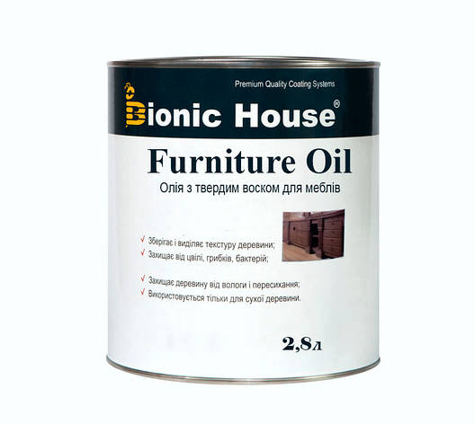 Масло для меблів з твердим воском Furniture Oil 2,8 л Безбарвний, фото 1