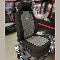 Універсальні автомобільні чохли Colombo на сидіння авто з Алькантарою, чорний з темно-сірою вставкою
