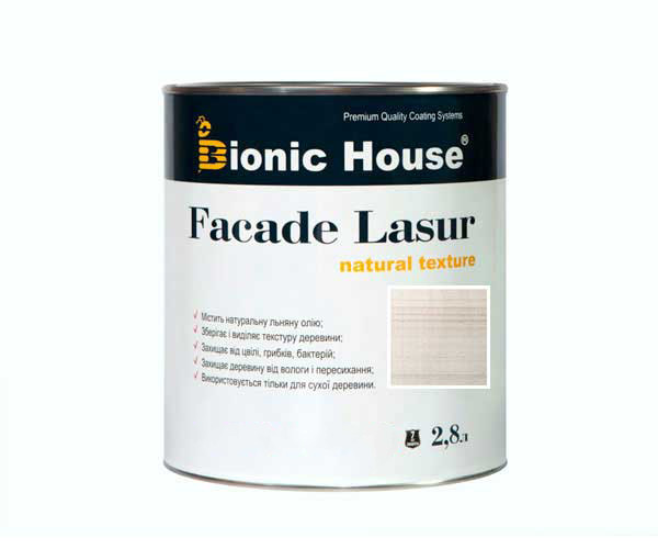 Фарба для дерева FACADE LASUR Bionic-House 2,8л Білий Дуб