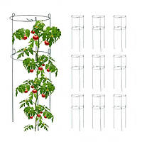 Комплект из 10 круглых опор для вьющихся растений балкона или сада, 76 x 26 см, сталь, темно-зеленый