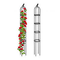 Комплект з 2 декоративних опор для витких рослин балкона або саду, 188 х 24 см, сталь / пластик, чорний