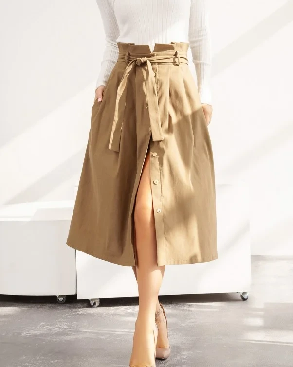 Бежева спідниця на ґудзиках, фото 1