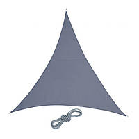 Треугольный солнцезащитный тент с натяжными веревками для сада и балкона, ткань PES/сталь, темно-серый