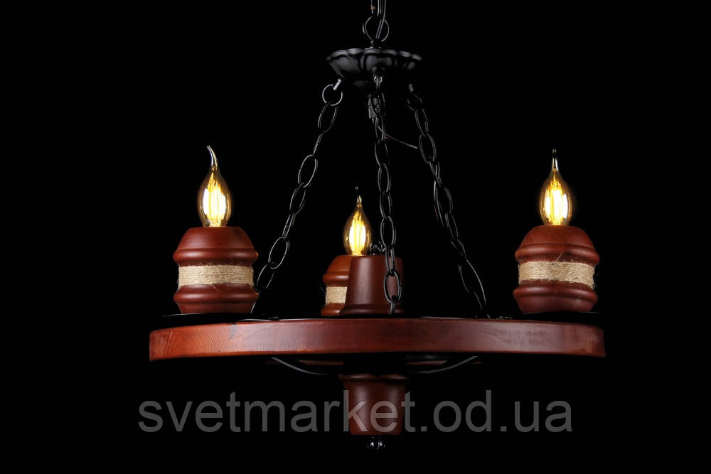 Підвісна дерев'яна люстра L7062/3H (COF+BK), фото 1