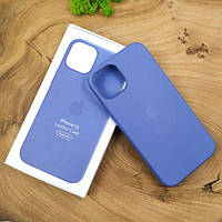 Оригинальный кожаный чехол-накладка MagSafe Leather Case for Apple iPhone 13 Blue