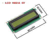 Символьний екран LCD1602 синій колір 5 Вольт