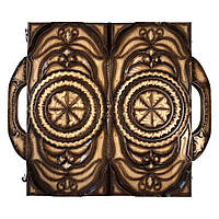 Ексклюзивні нарди з дерева з ручкою, різьблення під склом, 50*23*8 см, арт.192343