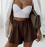 Модні жіночі шорти двонитка 48-52 білий, чорний,шоколад, беж, фото 2