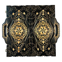 Ексклюзивні нарди з дерева з ручкою, різьблення під склом, 58*28*6 см, арт.192339. Нарди ручної роботи