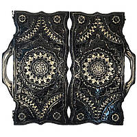 Ексклюзивні нарди з дерева з ручкою, різьблення під склом, 58*28*6 см, арт.192331