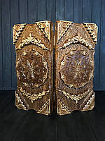 Нарди дерев'яні, ручної роботи з різьбленням під склом, 50*23*10 см, арт.192356