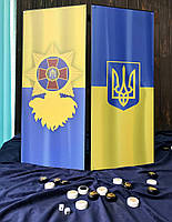 Нарди зі скла Герб України - Тризуб 60×30×5 см, арт. 250023 Ексклюзивні нарди