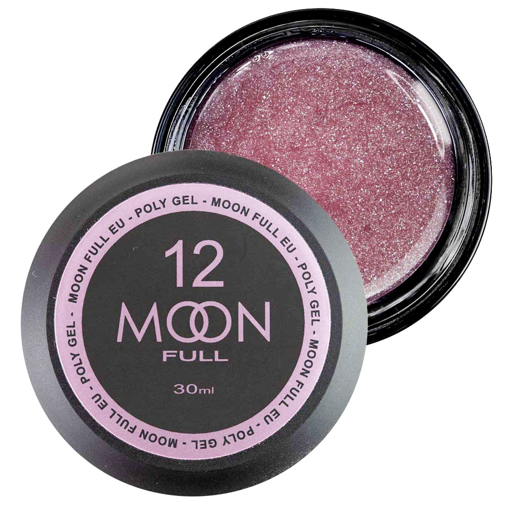 Полигель MOON FULL PolyGel №12, 30 Мл, Светло-розовый с Шиммером ...