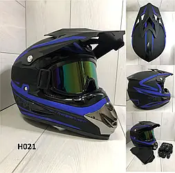 Мотошолом Ендуро Spark Н021 + КОМПЛЕКТ у Подарунок (Окуляри, Рукавички, Балаклава)