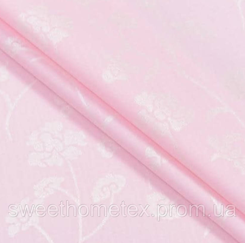 Тканина тик наперниковий для наматрацників наперників подушок квіти рожевий