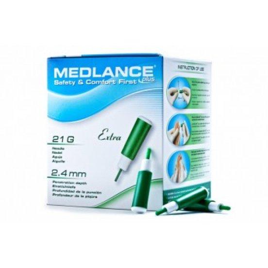 Ланцет безпечний Medlance plus Ехtra одноразовий, стерильний, голка 21G з глибиною проникнення 2.4 мм (200