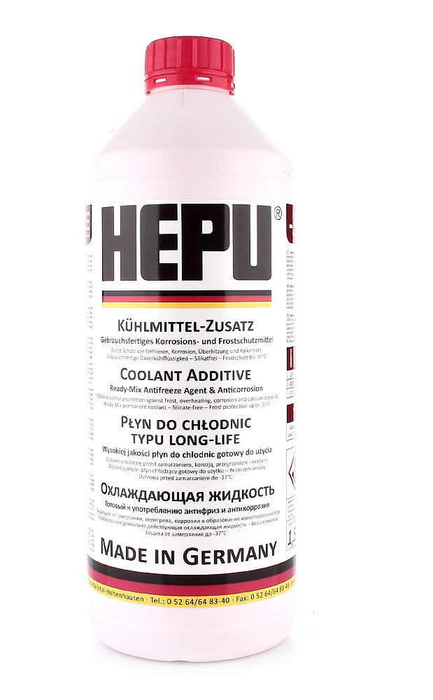 Hepu G12 червоний -37 °C, 1,5 л (P900RM12) готовий антифриз, фото 1