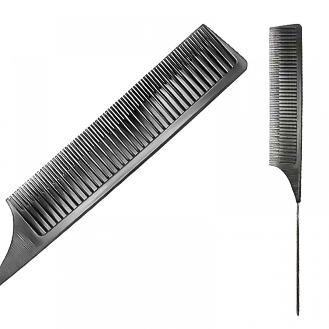 Гребінець для вуального мікромелювання з металевим хвостом SALON чорний, фото 1