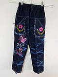 Джинси дитячі "Princess" з вишитими квітами, на резинці, фото 2