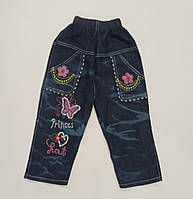 Джинси дитячі "Princess" з вишитими квітами, на резинці