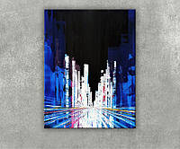 Картина Ночной город в движение Стиль поп арт Ночное движение Огоньки Большой город Ночь Ночная дорога Машины