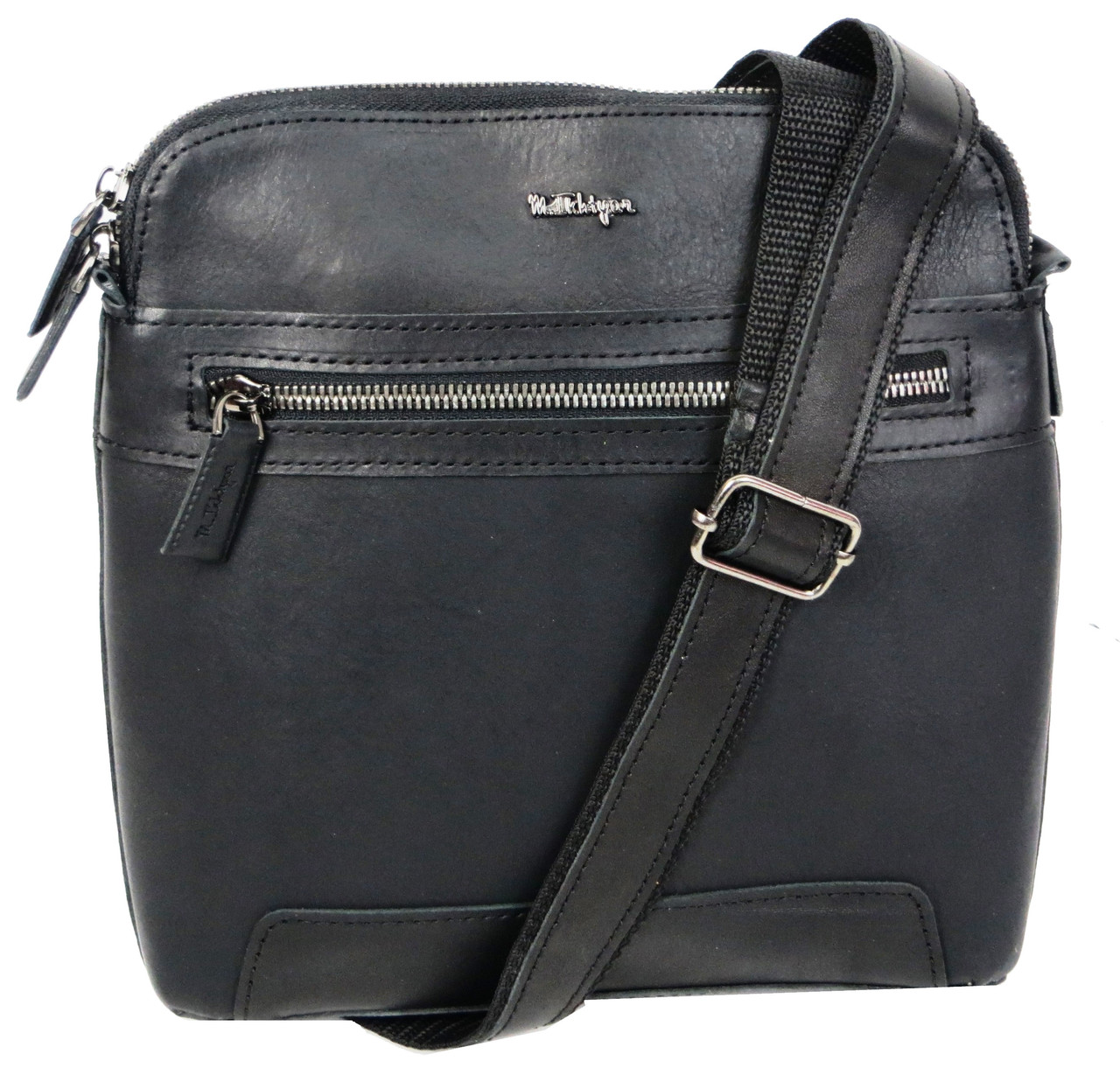 Чоловіча шкіряна Сумка hotdeal на плече Mykhail Ikhtyar, Україна чорна, фото 1