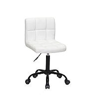 Белое кресло офисное, компьютерное кресло без протектора колес эко-кожа Arno BK - Office на черном основании