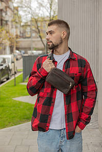 Чоловіча сумка "Модель №59" з натуральної шкіри колір Шоколад