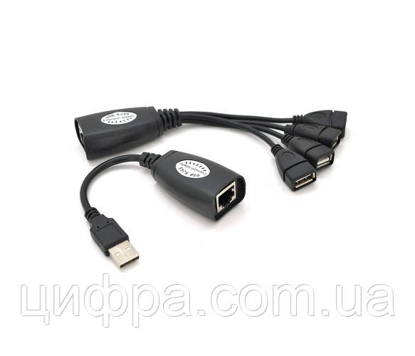 Подовжувач USB 2.0 сигнала по F/UTP до 50м (RJ-45 to AM + RJ-45 to 4xAF)