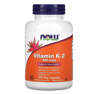 Вітамін K2 (у вигляді менахінон-4) Now Foods Vitamin K-2 100 мкг 250 капс.