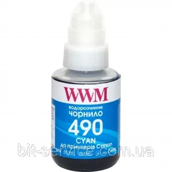 Чорнило WWM GI-490 для Canon G1400/G2400/G3400 140г Cyan (C490C)