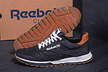 Осінні Весняні чоловічі шкіряні кросівки Reebok (Рібок) чорні зручні з натуральної шкіри на осінь взуття *R-02 черн.*, фото 3