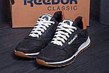 Осінні Весняні чоловічі шкіряні кросівки Reebok (Рібок) чорні зручні з натуральної шкіри на осінь взуття *R-02 черн.*, фото 4