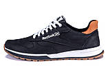 Осінні Весняні чоловічі шкіряні кросівки Reebok (Рібок) чорні зручні з натуральної шкіри на осінь взуття *R-02 черн.*, фото 8