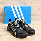 Осінні Весняні чоловічі шкіряні кросівки Adidas Terrex (Адідас Терекс) чорні спортивні з натуральної шкіри на осінь взуття *524*, фото 4