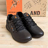 Осінні Весняні чоловічі шкіряні кросівки Jordan Y-707 (Джордан) чорні зручні з натуральної шкіри на осінь взуття *j-03*, фото 3