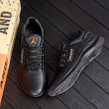 Осінні Весняні чоловічі шкіряні кросівки Jordan Y-707 (Джордан) чорні зручні з натуральної шкіри на осінь взуття *j-03*, фото 5