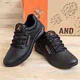 Осінні Весняні чоловічі шкіряні кросівки Jordan Y-707 (Джордан) чорні зручні з натуральної шкіри на осінь взуття *j-03*, фото 6