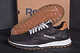 Чоловічі шкіряні літні кросівки з натуральної шкіри, перфорація Reebok Classic black взуття *R-02 черн перф*, фото 3