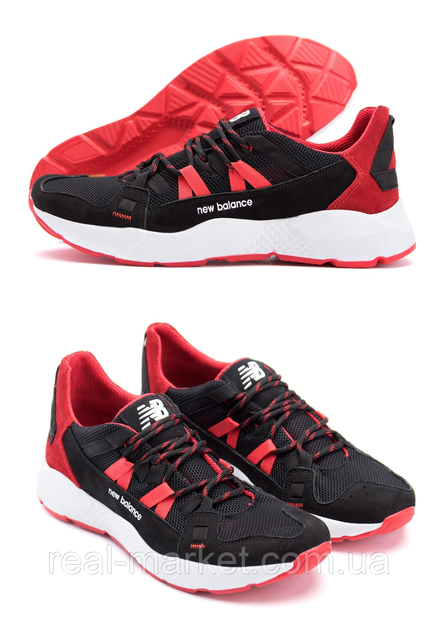 New Balance Black Red чоловічі літні чорно-червоні кросівки сітка нью беланс взуття *NB NzS ч\к сет*