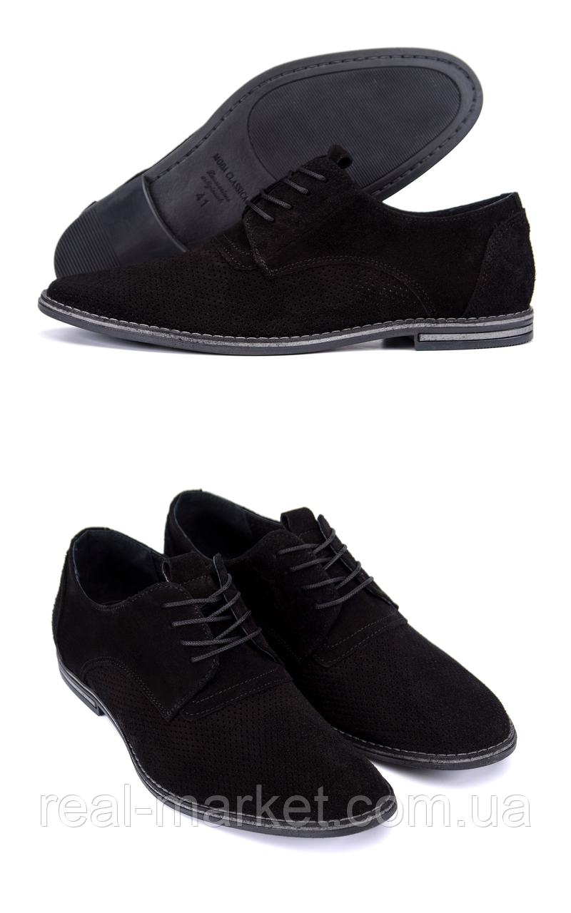 Чоловічі шкіряні літні туфлі VanKristi classic black взуття *П 343 чз*, фото 1