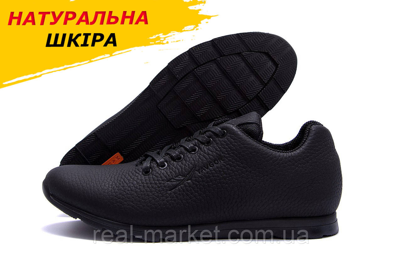 Осінні Весняні чоловічі шкіряні кросівки YAVGOR Soft чорні зручні з натуральної шкіри на осінь взуття *1101*