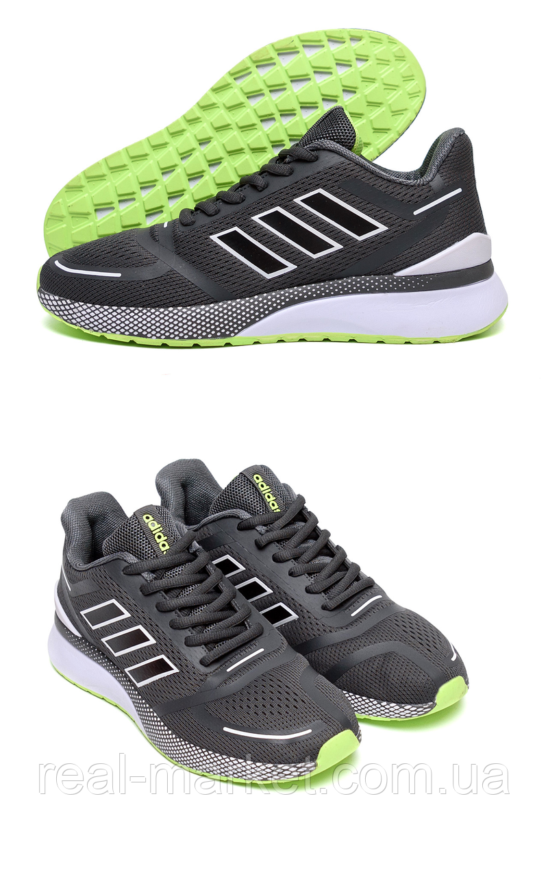 Чоловічі літні кросівки сітка Adidas Grey сірі на літо взуття *5207-3*