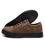 Чоловічі літні шкіряні кеди з натуральної шкіри Kristan перфорація на літо взуття *кед 119 к.ч*, фото 2