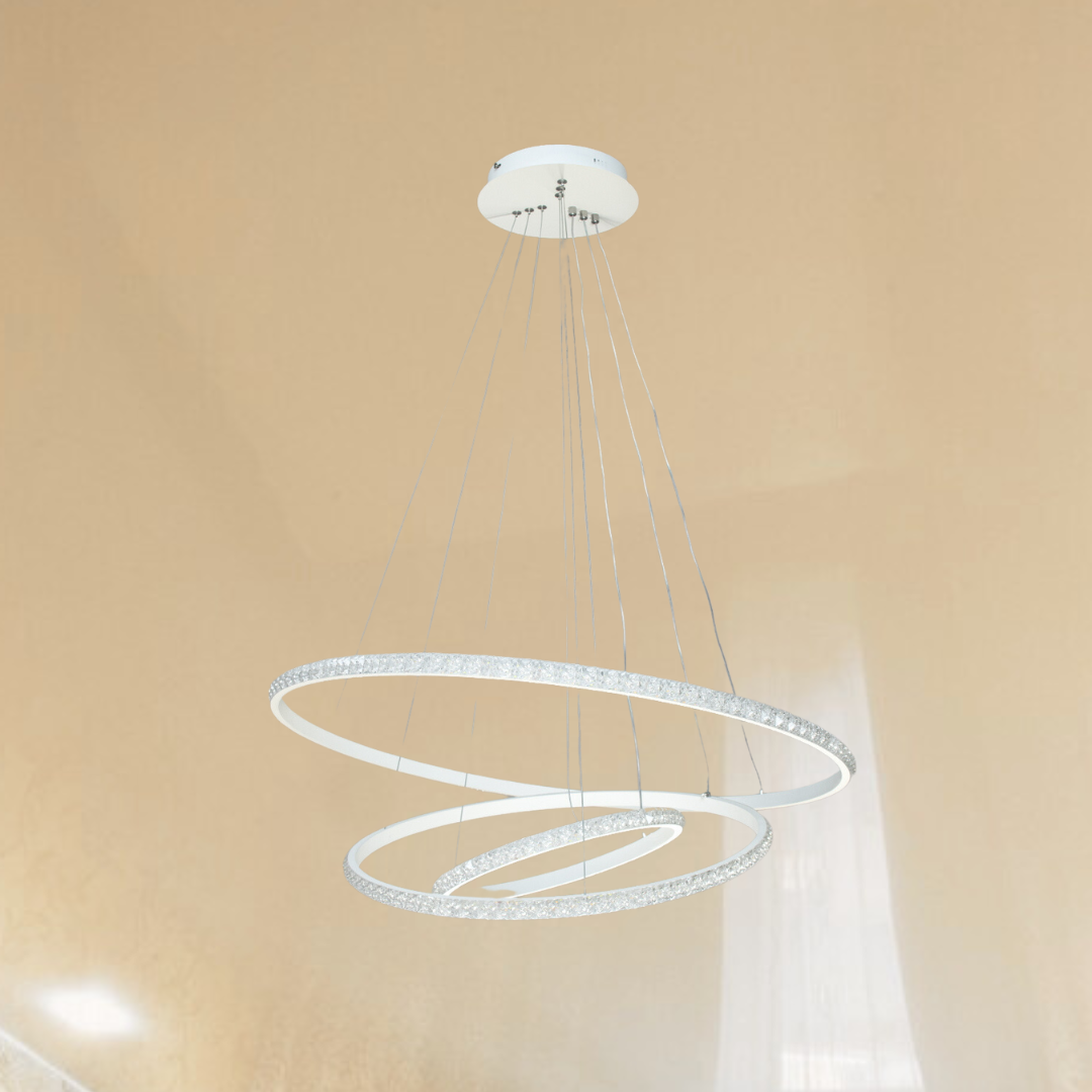 Підвісна люстра кільця декоративна Diasha 125W до 20 м² колір Білий MD77077-3WH-70+50+30, фото 1