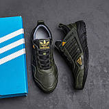 Осінні Весняні чоловічі шкіряні кросівки Adidas Terrex (Адидас Терекс) кольору хакі з натуральної шкіри на осінь взуття *523*, фото 6