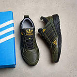 Осінні Весняні чоловічі шкіряні кросівки Adidas Terrex (Адидас Терекс) кольору хакі з натуральної шкіри на осінь взуття *523*, фото 7