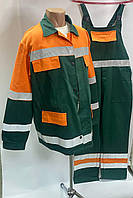 Костюм рабочий ДОРОЖНИКА, (куртка+полуком) ткань 100 хб, костюм со светоттражающими лентами 52-54 рост5-6